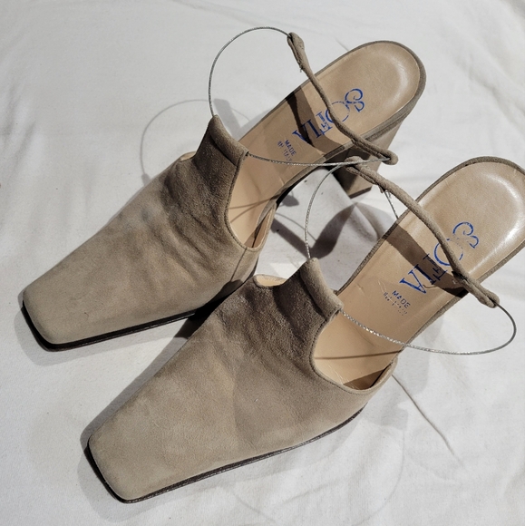 Taupe Beige Suede Wire Ankle Straps. SIZE 4 - Picture 4 of 7